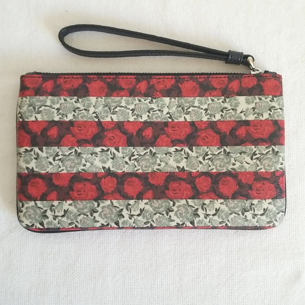 Coach Striped Roses Wristlet Large - Picture 2 of 8